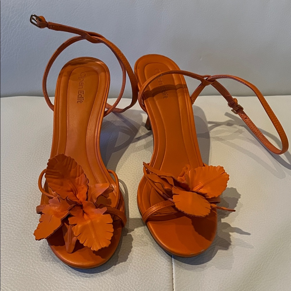 Open Edit Zuri Ankle Strap  Ankle-Strap Sandals Orange Size 7
